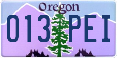 OR license plate 013PEI