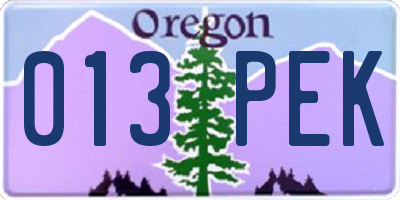 OR license plate 013PEK