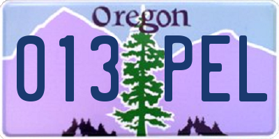 OR license plate 013PEL