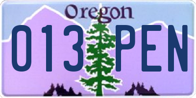 OR license plate 013PEN