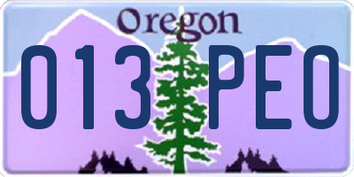 OR license plate 013PEO