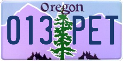OR license plate 013PET