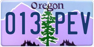 OR license plate 013PEV
