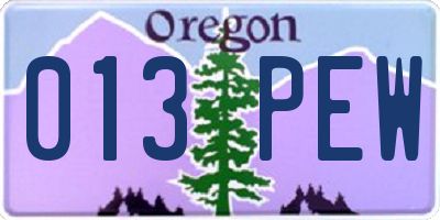 OR license plate 013PEW