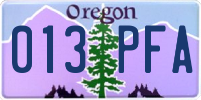 OR license plate 013PFA