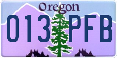 OR license plate 013PFB