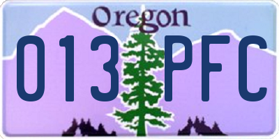 OR license plate 013PFC