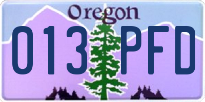 OR license plate 013PFD