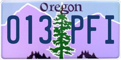 OR license plate 013PFI