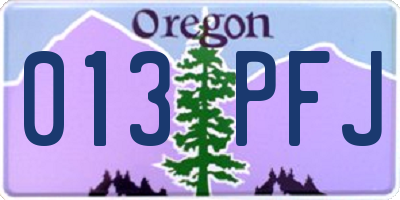 OR license plate 013PFJ