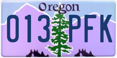 OR license plate 013PFK