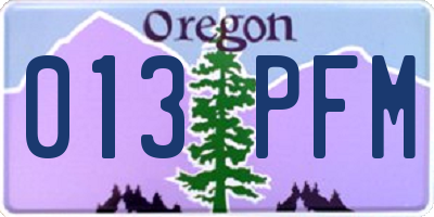 OR license plate 013PFM