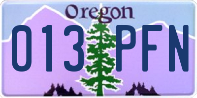 OR license plate 013PFN