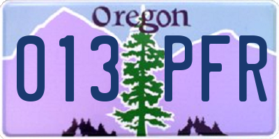 OR license plate 013PFR