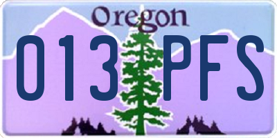 OR license plate 013PFS