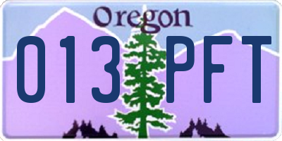 OR license plate 013PFT