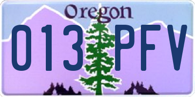OR license plate 013PFV