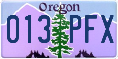 OR license plate 013PFX