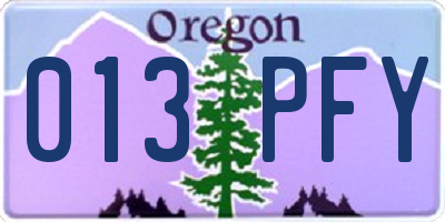 OR license plate 013PFY