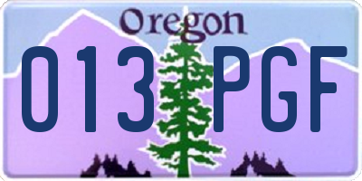 OR license plate 013PGF