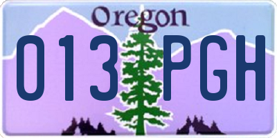 OR license plate 013PGH