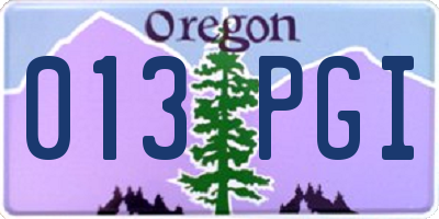 OR license plate 013PGI