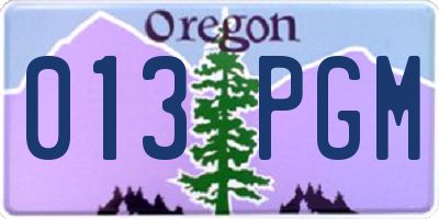 OR license plate 013PGM