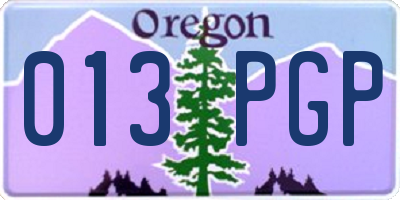 OR license plate 013PGP