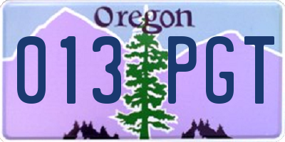 OR license plate 013PGT