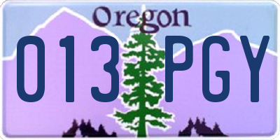 OR license plate 013PGY