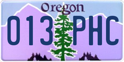 OR license plate 013PHC