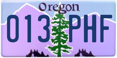 OR license plate 013PHF