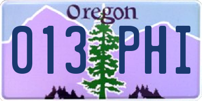 OR license plate 013PHI