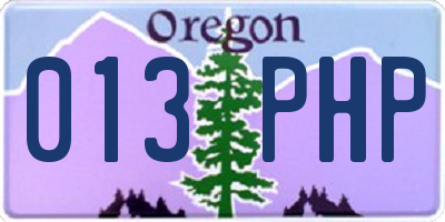 OR license plate 013PHP