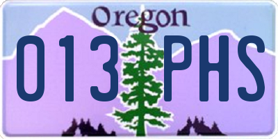 OR license plate 013PHS