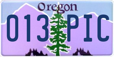 OR license plate 013PIC