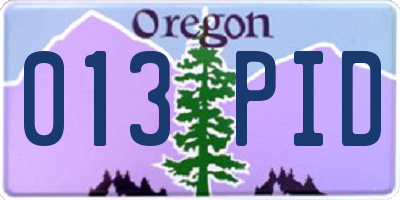 OR license plate 013PID