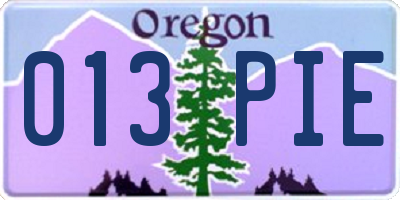 OR license plate 013PIE