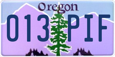 OR license plate 013PIF