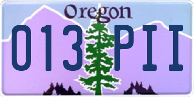 OR license plate 013PII