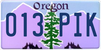 OR license plate 013PIK