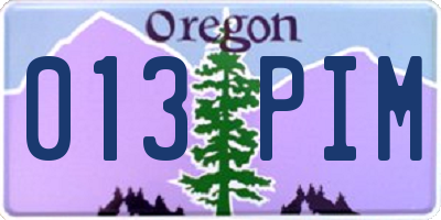 OR license plate 013PIM
