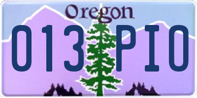 OR license plate 013PIO