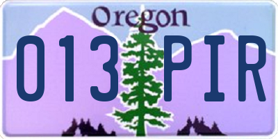 OR license plate 013PIR