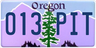 OR license plate 013PIT