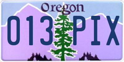 OR license plate 013PIX