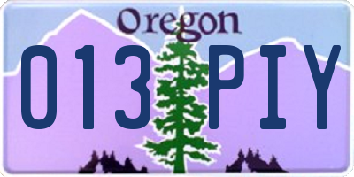 OR license plate 013PIY