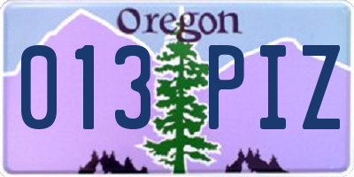 OR license plate 013PIZ