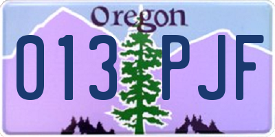 OR license plate 013PJF