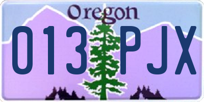 OR license plate 013PJX